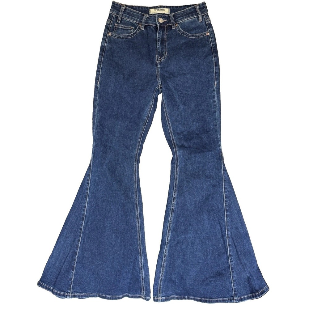 Rock & Roll Denim Flare Jeans 27x30 Bell Bottom High Rise Dark Wash Cowgirl